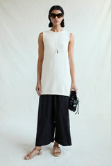 Exaggerated Knit Tank Eggshell