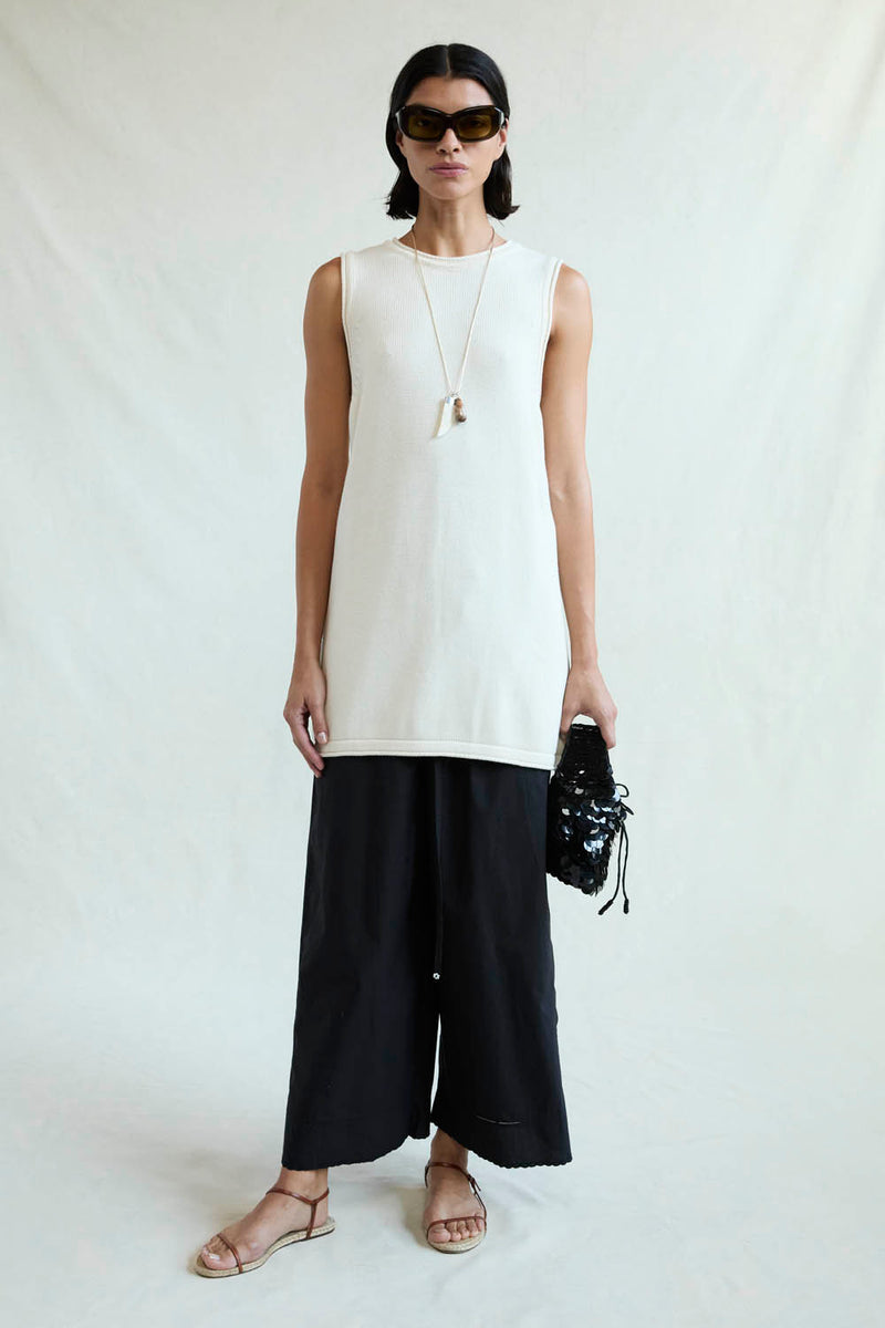 Exaggerated Knit Tank Eggshell