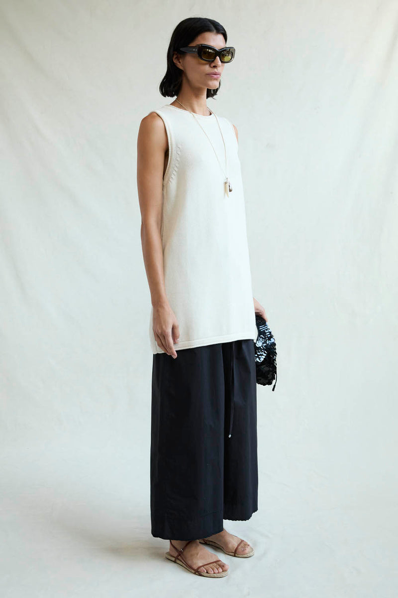 Exaggerated Knit Tank Eggshell