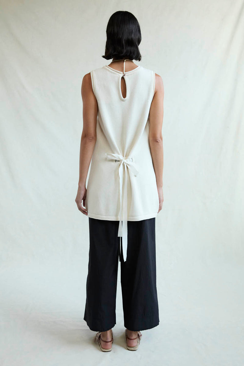 Exaggerated Knit Tank Eggshell