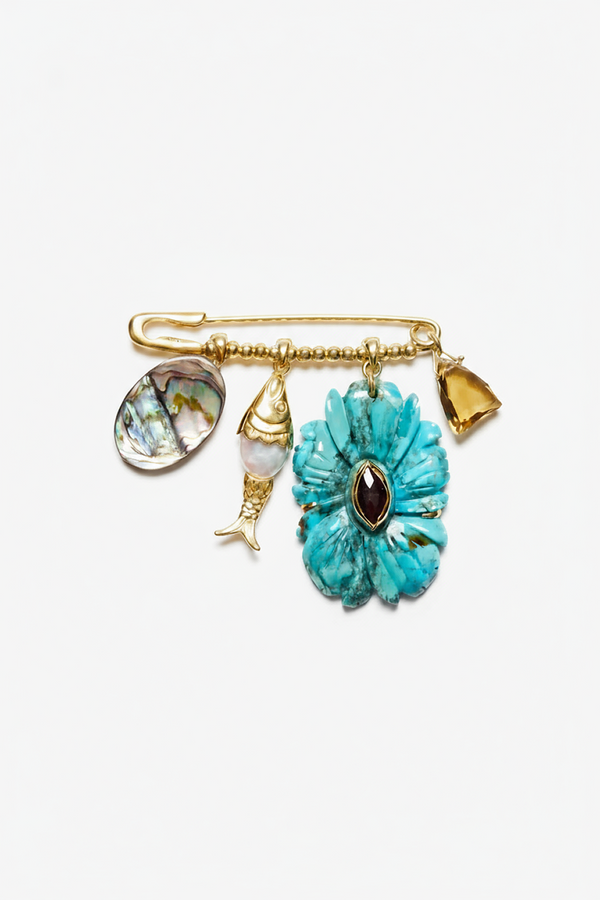 Magnolia Brooch Turquoise