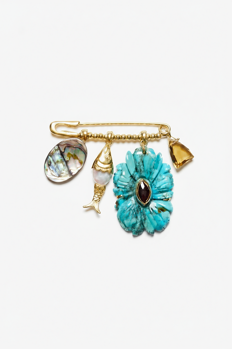 Magnolia Brooch Turquoise
