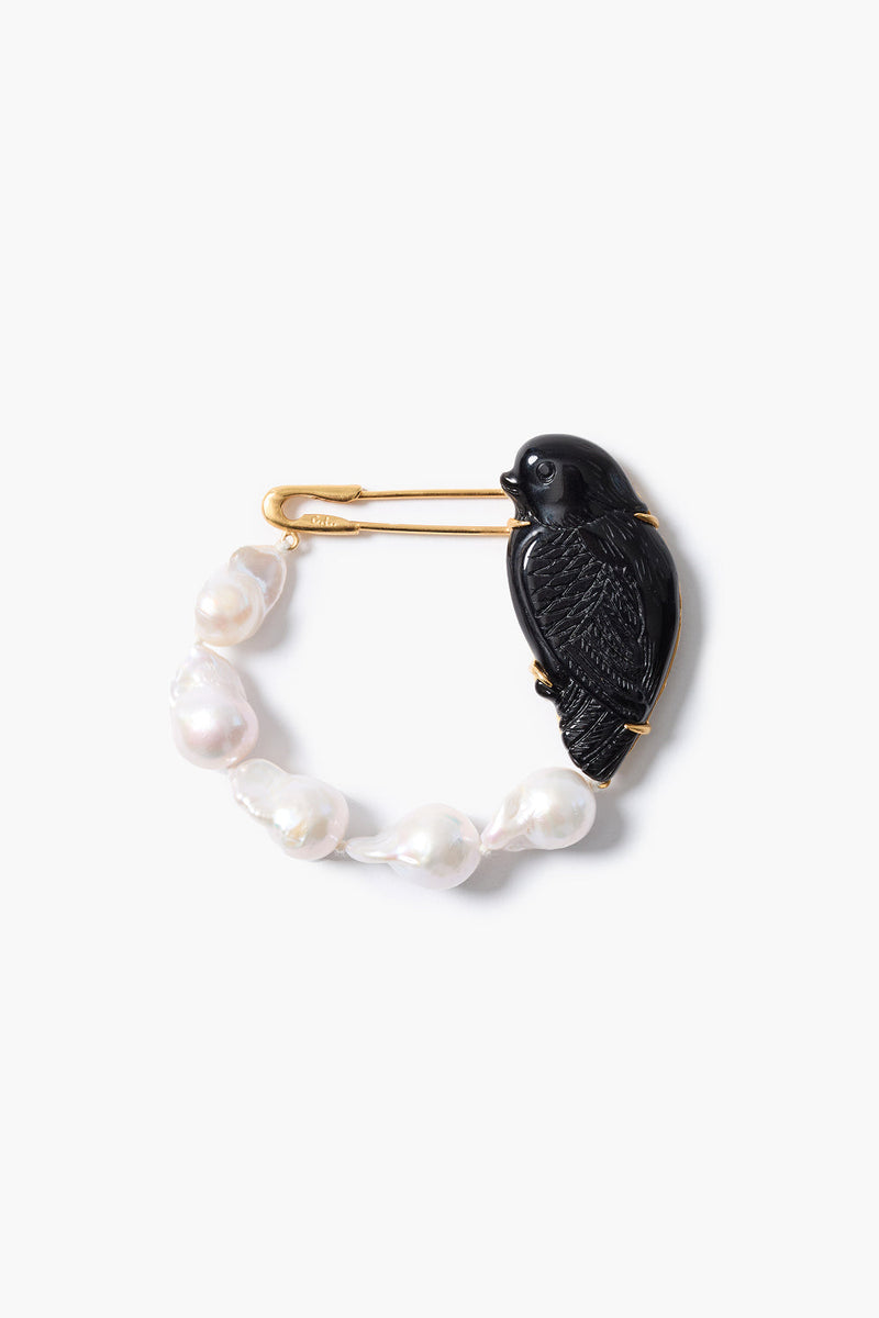 Dove Brooch Black Obsidian