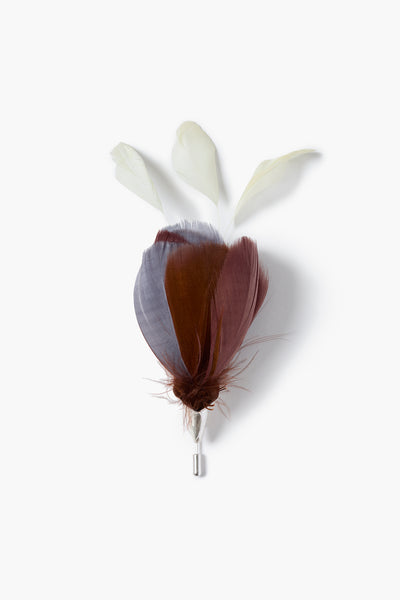 Tulip Feather Lapel Pin Brown