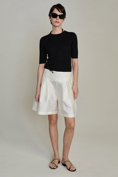 Techno Taffeta Long Shorts Pearl