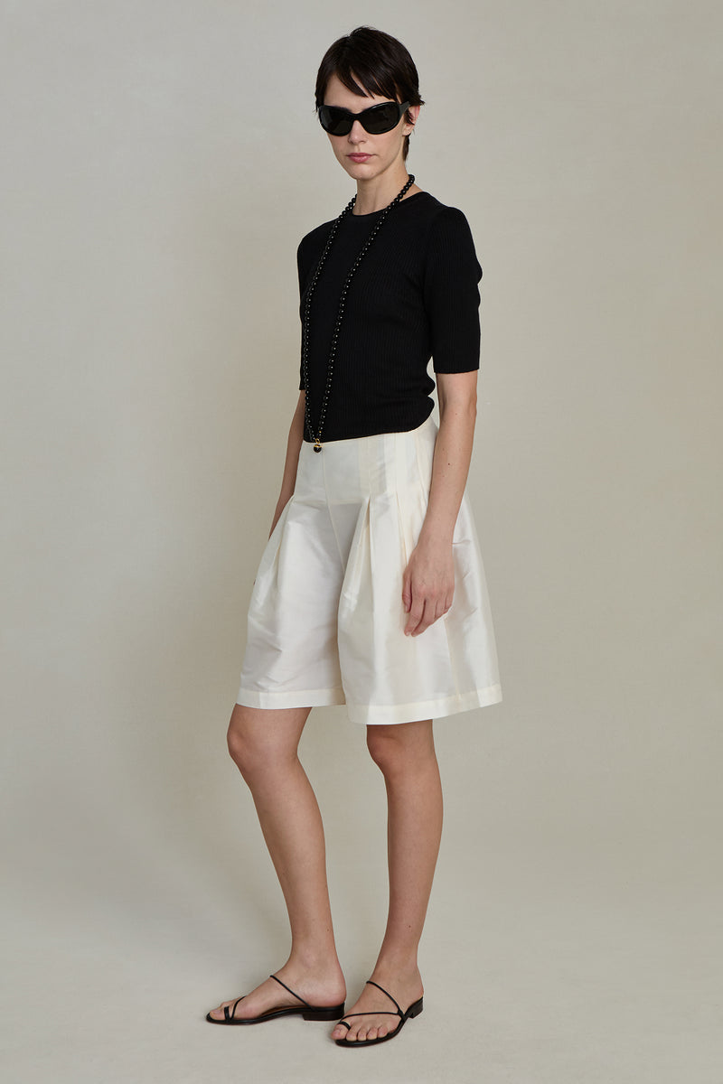 Techno Taffeta Long Shorts Pearl