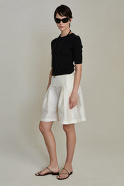 Techno Taffeta Long Shorts Pearl