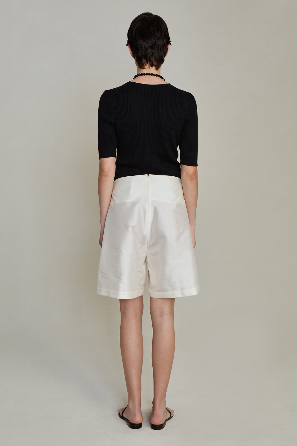Techno Taffeta Long Shorts Pearl