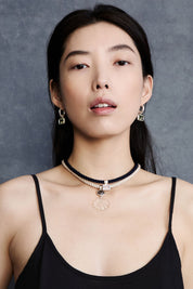 Scallop Twist Cord Necklace Clear Quartz