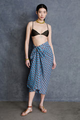 Canna Block Print Sarong Sky Blue