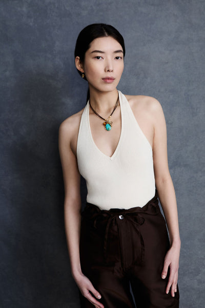 Traveler Leather Charm Necklace Turquoise