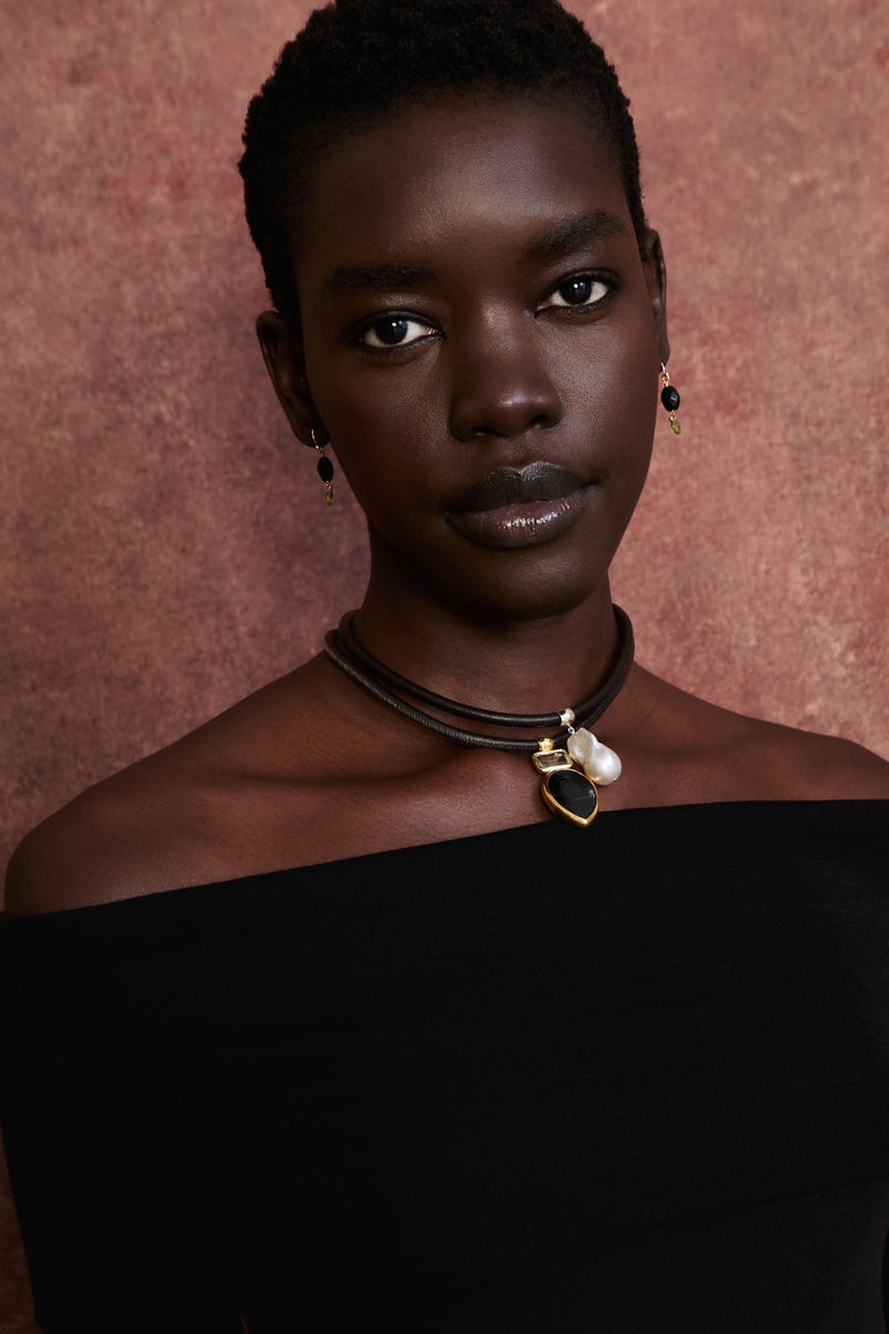 Totem Leather Necklace Hypersthene