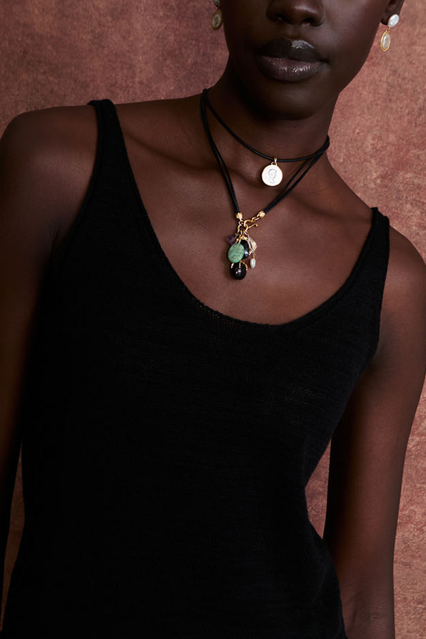 Narcissus Charm Necklace Gold Multi