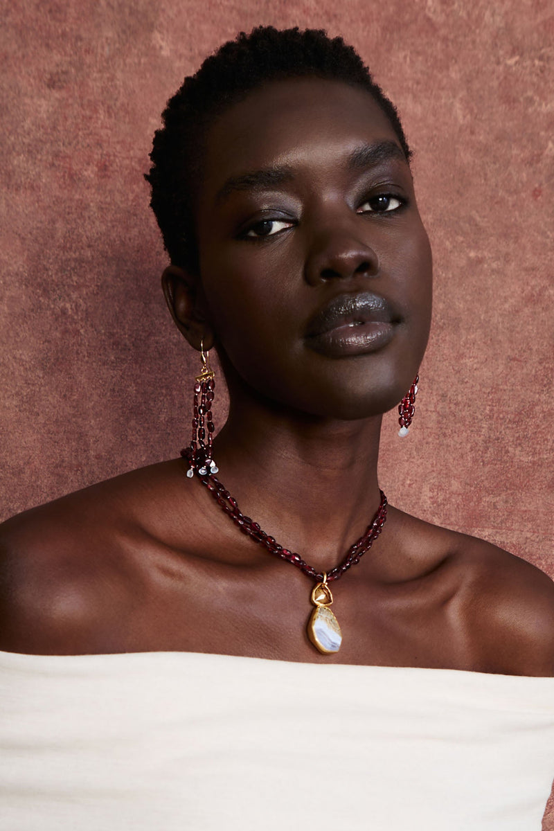 Regina Chandelier Earrings Garnet