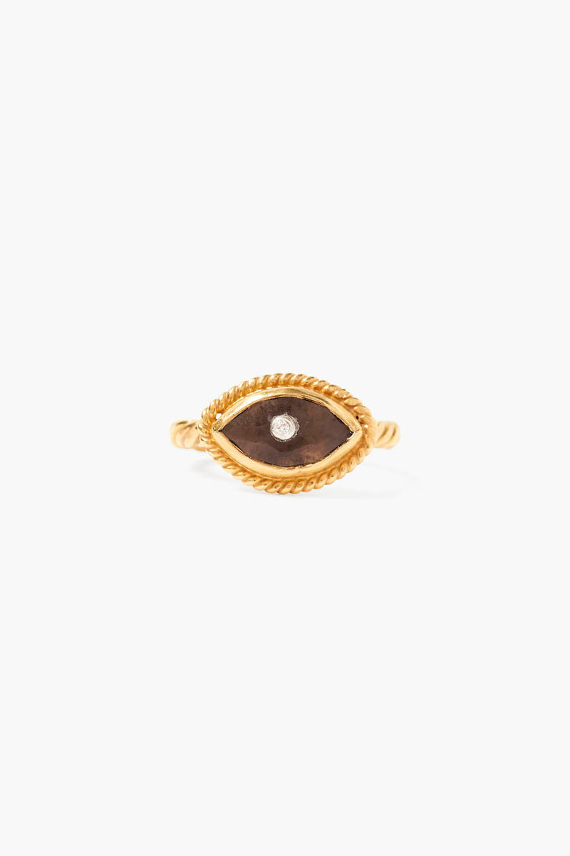 Twist Evil Eye Ring Smoky Quartz