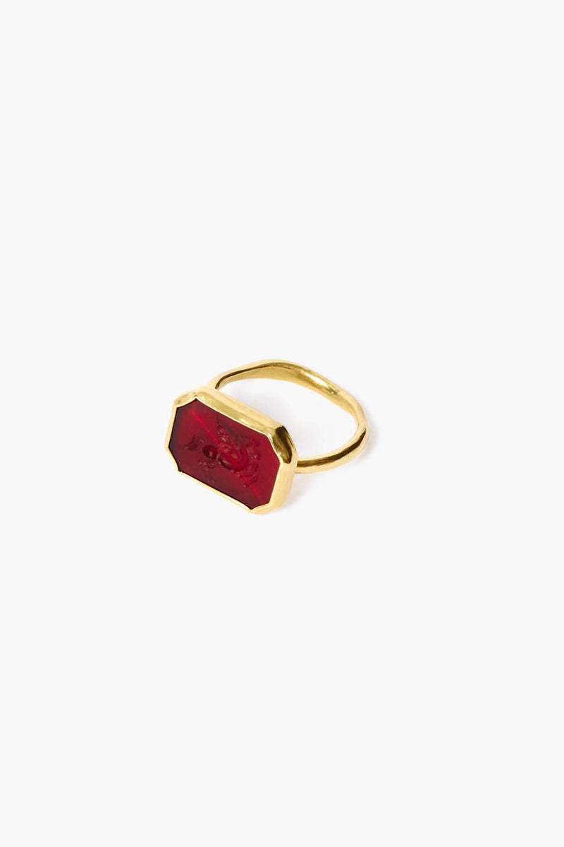 14k Pegasus Intaglio Ring Carnelian