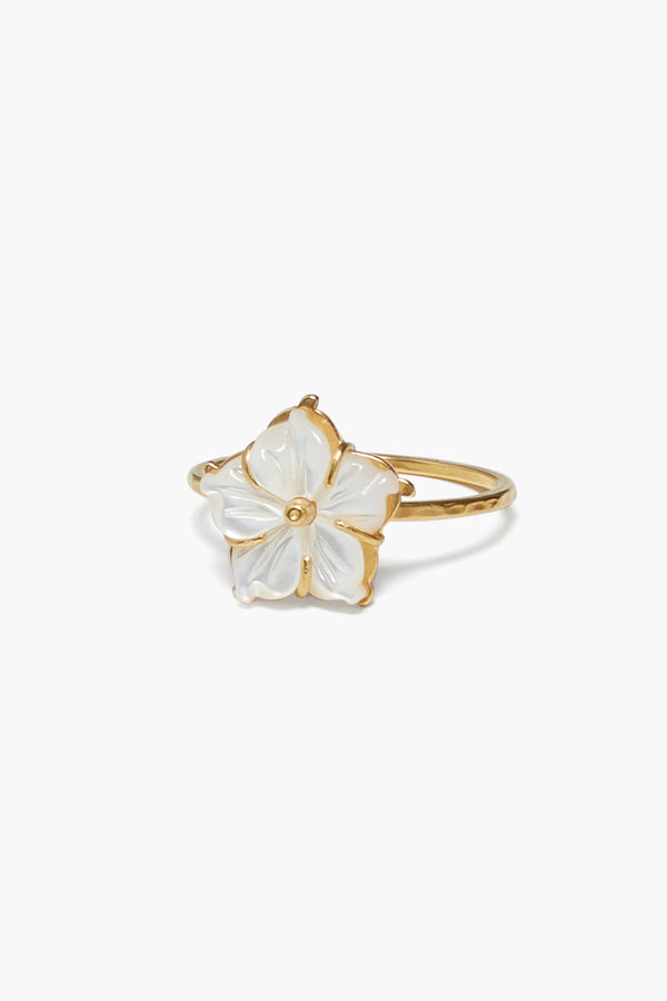 Plumeria Ring White MOP