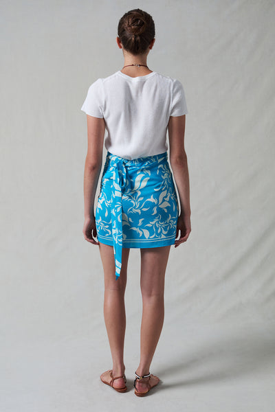 Silk Mini Wrap Skirt Turquoise