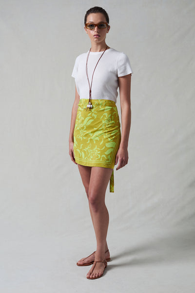 Silk Mini Wrap Skirt Soleil