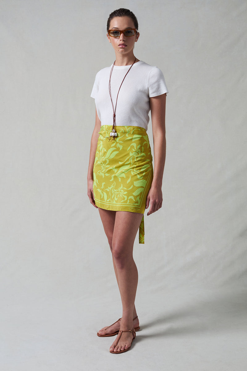 Silk Mini Wrap Skirt Soleil