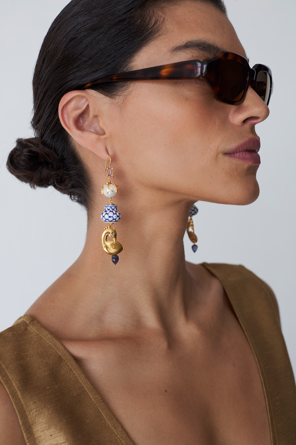 Delft Chandelier Earrings Multi