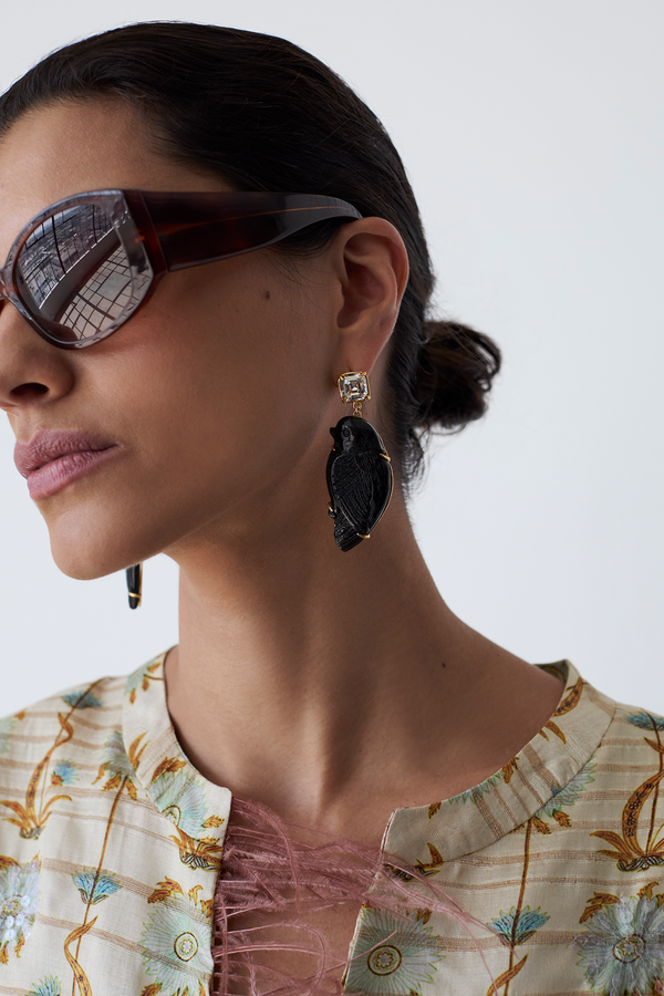 Dove Earrings Black Obsidian