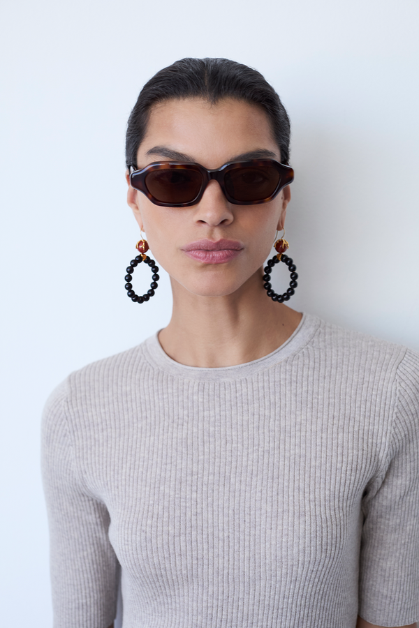 Caspia Hoop Earrings Onyx