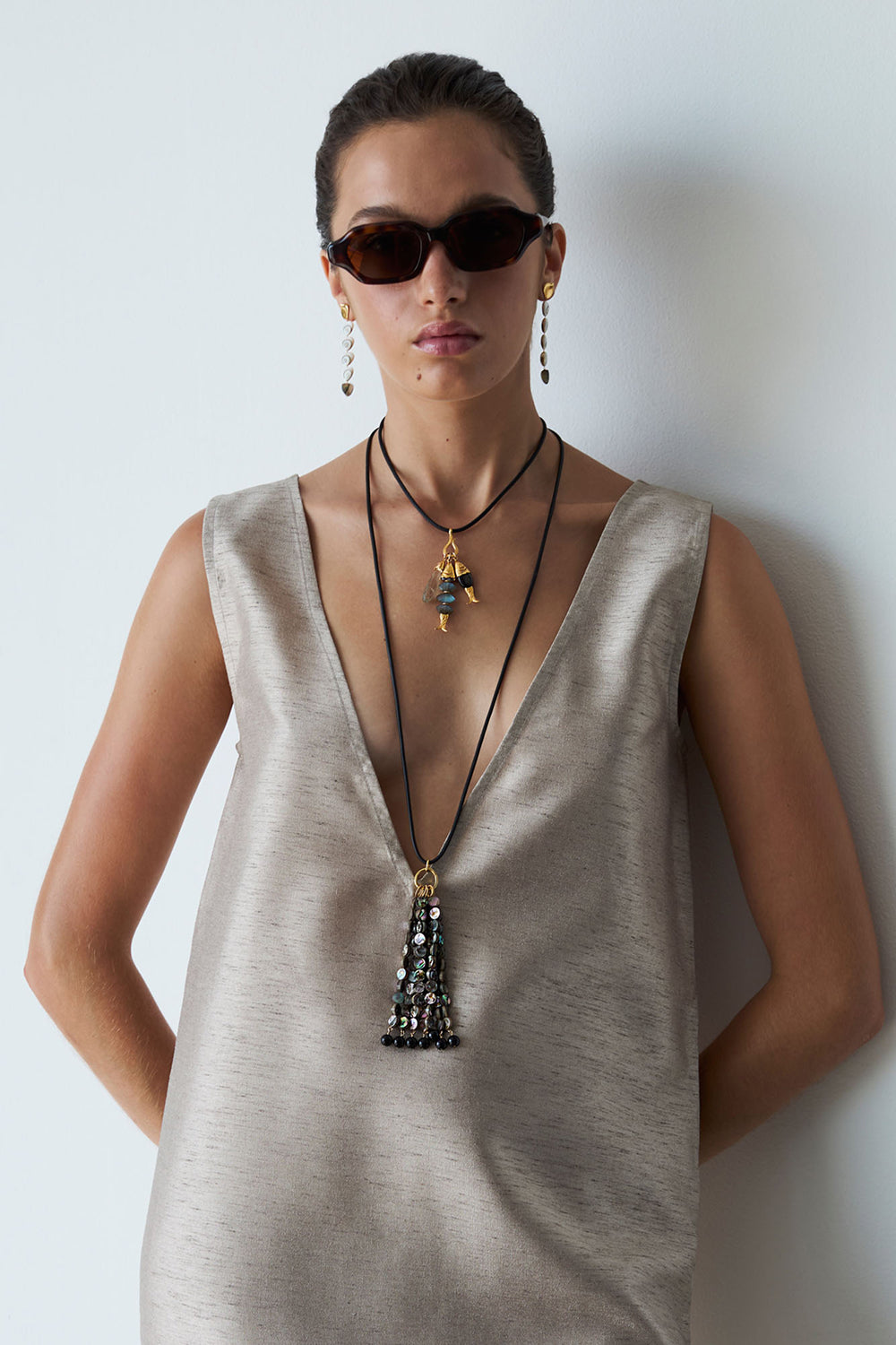 Octo Tassel Necklace Abalone