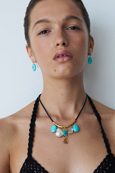 Stone Drop Earrings Turquoise