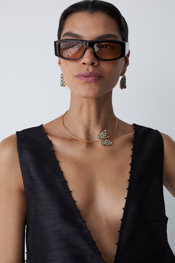 Floating Butterfly Collar Necklace Jasper