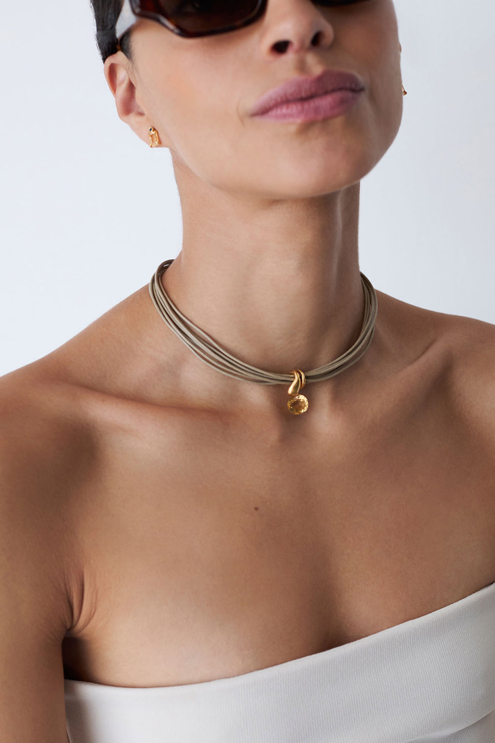 Serpentine Cord Necklace Citrine