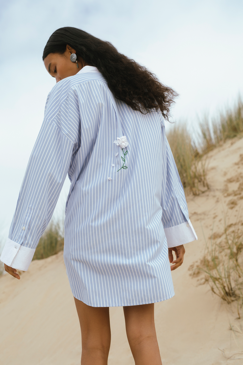 Falling Flower Tunic Blue Stripe