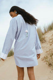 Falling Flower Tunic Blue Stripe