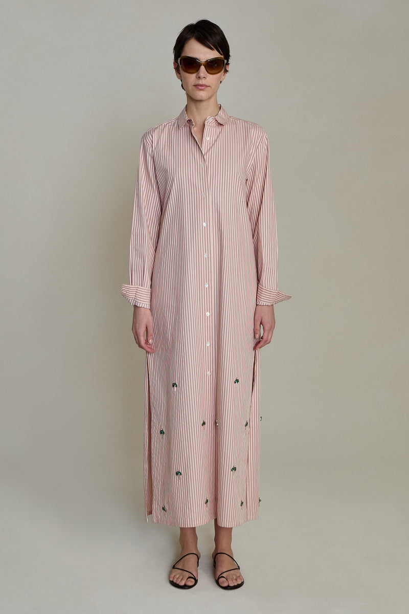 pink striped dress capri maxi // + red *zoco exclusive* medium and button DAPHNE Pink Stripe, Classic Linen