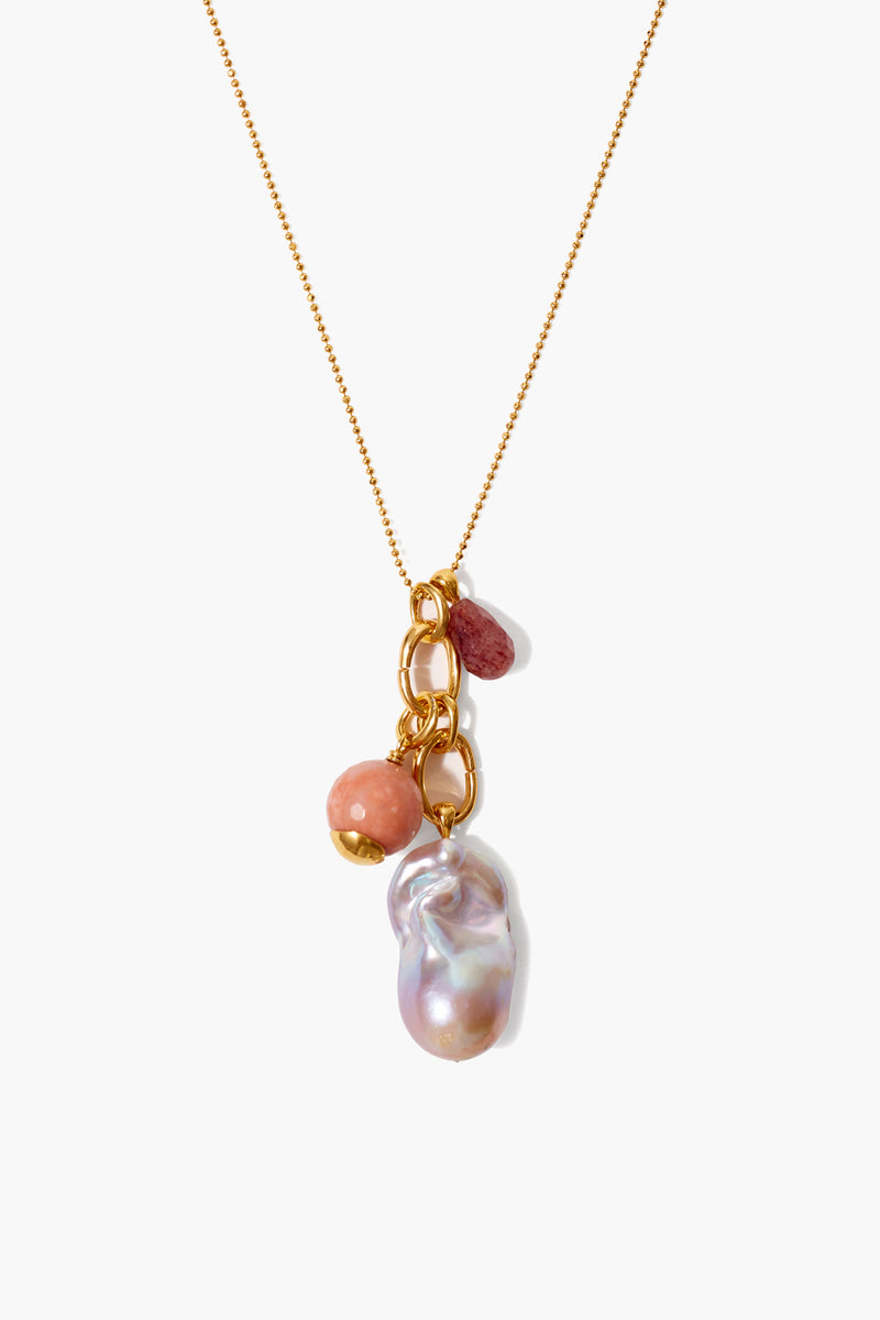 Pink Pearl Mix Charm Necklace