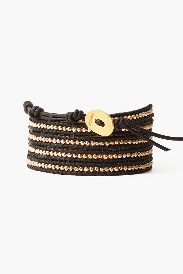 Gold Hematine Wrap Bracelet Black
