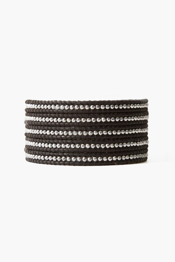 Silver Hematine Wrap Bracelet Black