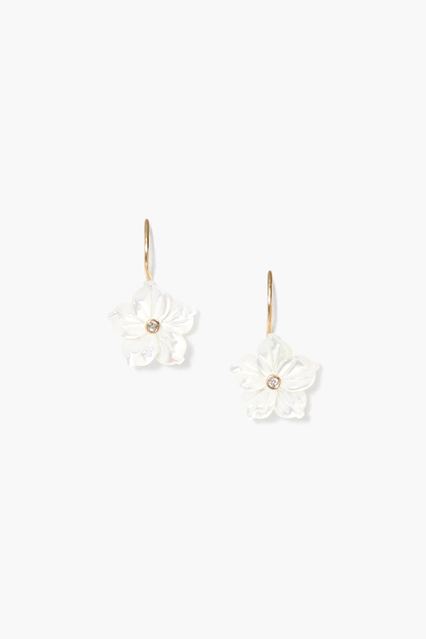 14k Plumeria Earrings White MOP