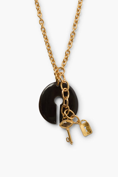 Padlock Necklace Black Horn