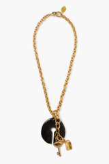 Padlock Necklace Black Horn