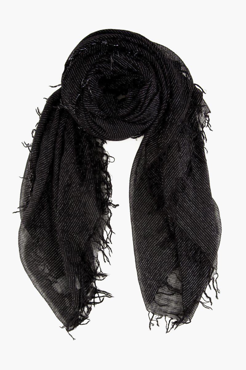 Black Metallic Cashmere and Silk Scarf