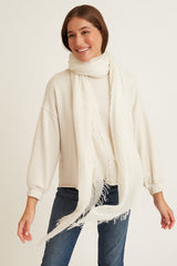Eggshell Cashmere and Silk Scarf