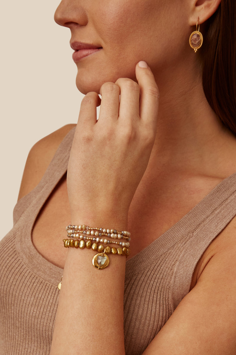 Antica Triple Naked Wrap Bracelet Champagne Pearl – Chan Luu