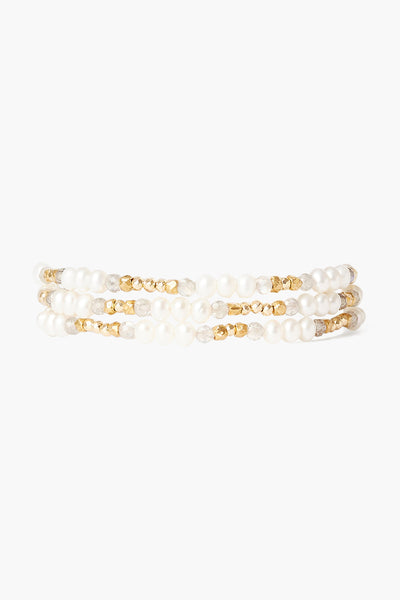 Antica Triple Naked Wrap Bracelet White Pearl