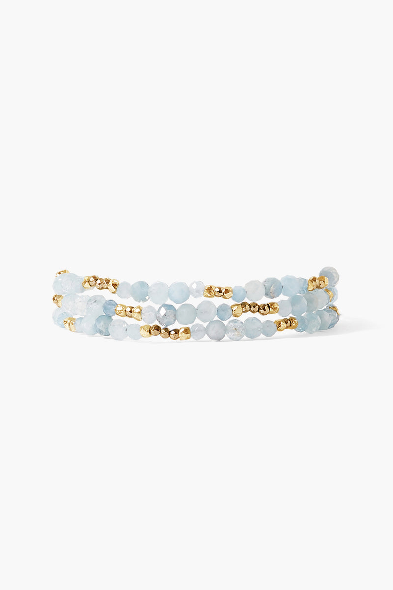 Granada Triple Naked Wrap Bracelet Aquamarine Gold
