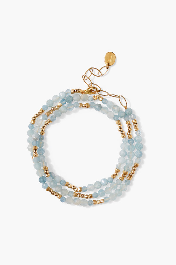 Granada Triple Naked Wrap Bracelet Aquamarine Gold