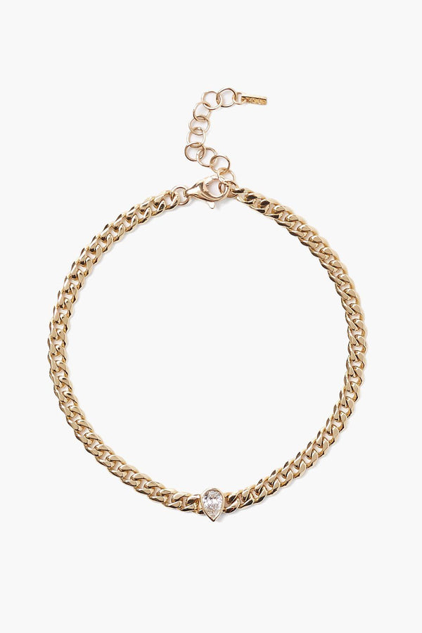 14k Pear Diamond Chain Bracelet