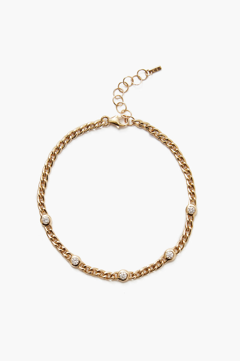 14k Round Diamond Chain Bracelet