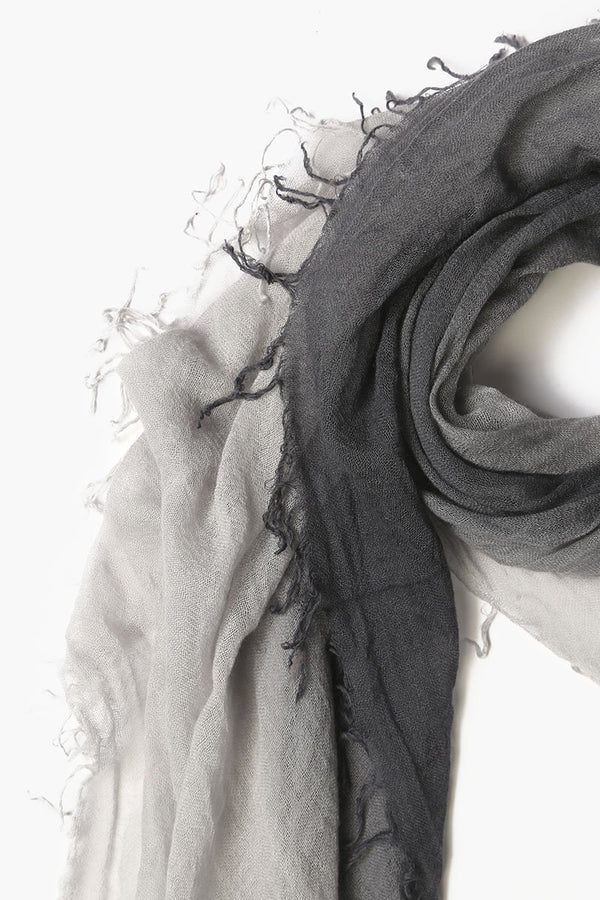 Cashmere and Silk Scarf Ebony Harbor Mist Dip Dyed