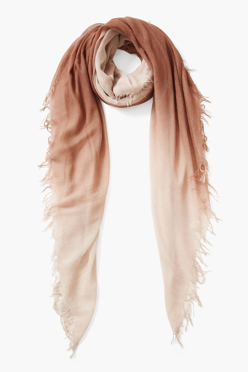 Cognac Dip-Dyed Cashmere and Silk Scarf
